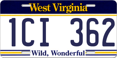 WV license plate 1CI362