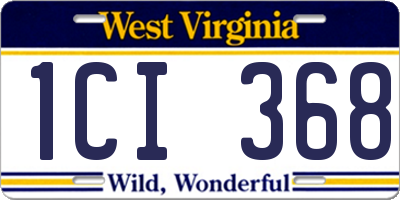 WV license plate 1CI368