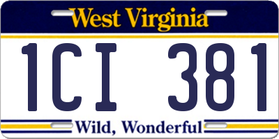 WV license plate 1CI381