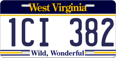 WV license plate 1CI382