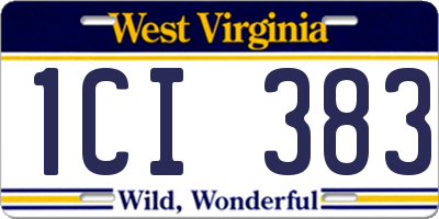 WV license plate 1CI383