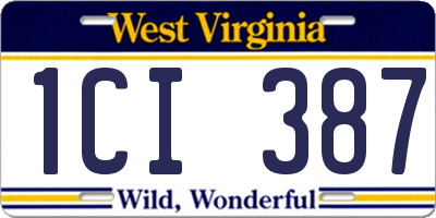 WV license plate 1CI387