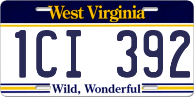WV license plate 1CI392