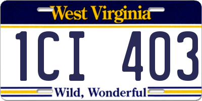WV license plate 1CI403