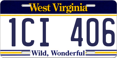 WV license plate 1CI406