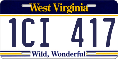 WV license plate 1CI417
