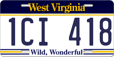 WV license plate 1CI418
