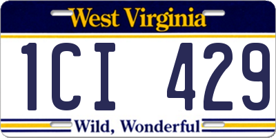 WV license plate 1CI429