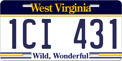 WV license plate 1CI431