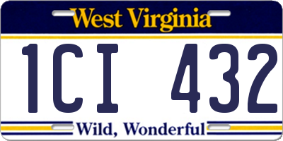 WV license plate 1CI432