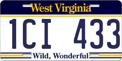 WV license plate 1CI433