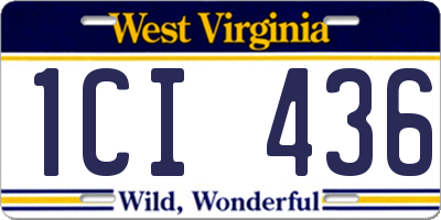 WV license plate 1CI436