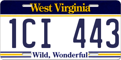 WV license plate 1CI443