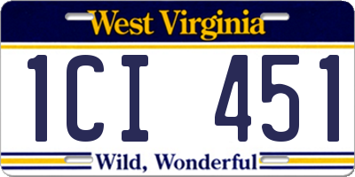 WV license plate 1CI451