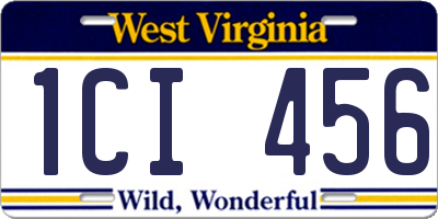 WV license plate 1CI456