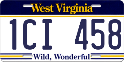 WV license plate 1CI458