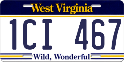 WV license plate 1CI467
