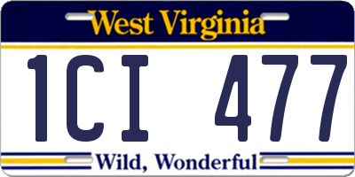 WV license plate 1CI477