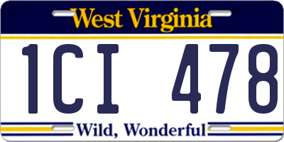 WV license plate 1CI478