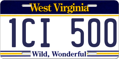 WV license plate 1CI500