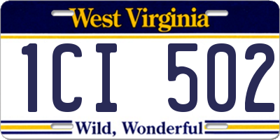WV license plate 1CI502
