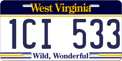 WV license plate 1CI533