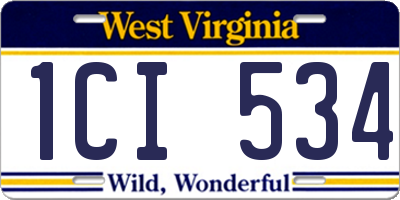 WV license plate 1CI534