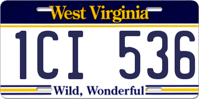 WV license plate 1CI536