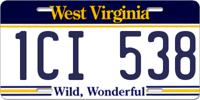 WV license plate 1CI538