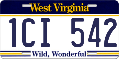 WV license plate 1CI542