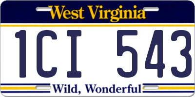 WV license plate 1CI543