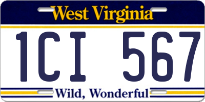 WV license plate 1CI567