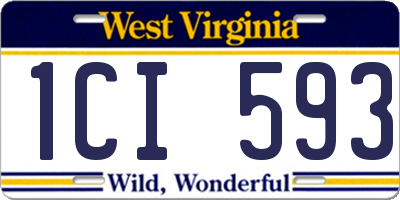 WV license plate 1CI593