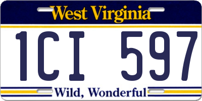 WV license plate 1CI597
