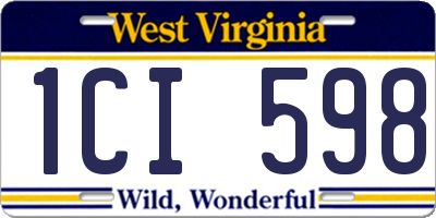 WV license plate 1CI598