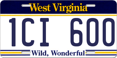 WV license plate 1CI600