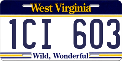 WV license plate 1CI603