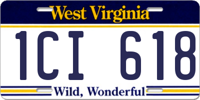 WV license plate 1CI618