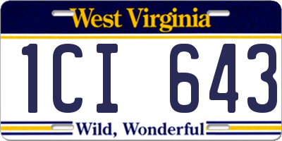 WV license plate 1CI643