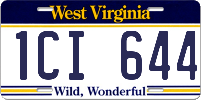 WV license plate 1CI644
