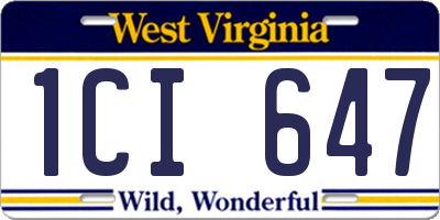 WV license plate 1CI647