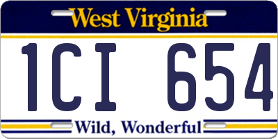 WV license plate 1CI654
