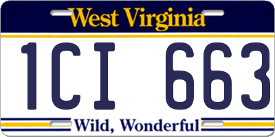 WV license plate 1CI663