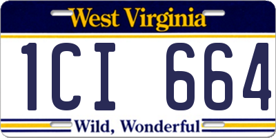 WV license plate 1CI664