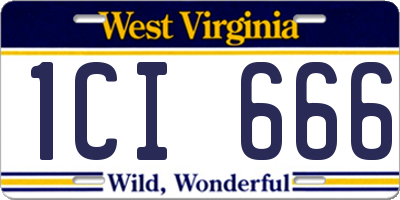 WV license plate 1CI666
