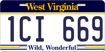 WV license plate 1CI669