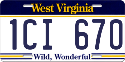 WV license plate 1CI670
