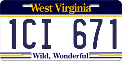 WV license plate 1CI671