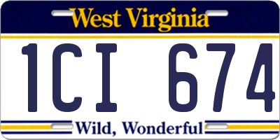 WV license plate 1CI674