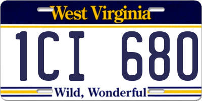 WV license plate 1CI680